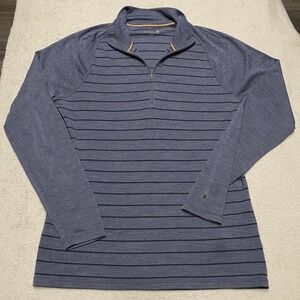Smartwool 1/4 Zip‎ Pullover Mens L Blue Striped Merino Wool Zip T Outdoors Read